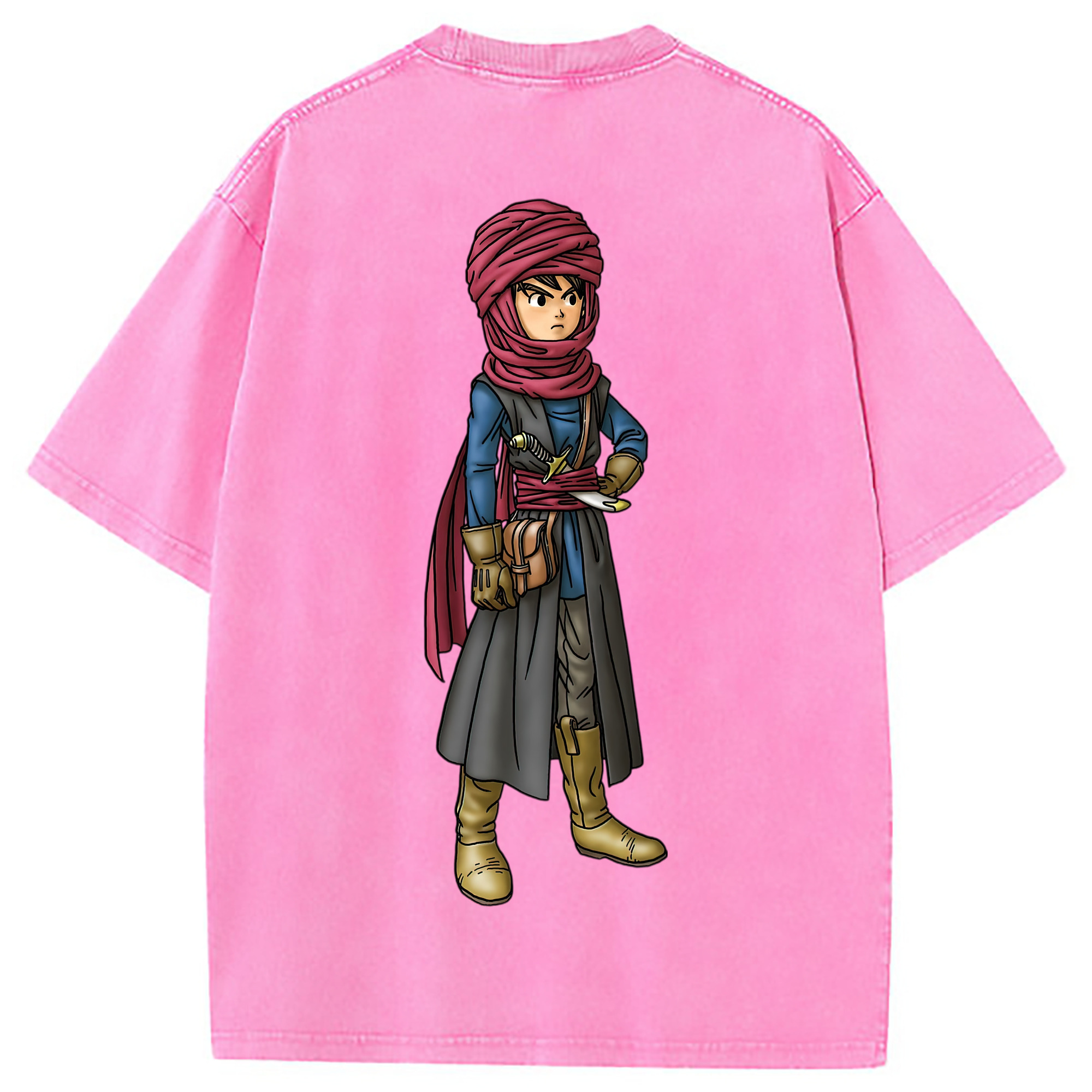 （画像用） ドラゴンクエスト Doragon Kuesuto Dragon Quest 綿100% ヴィンテージ風 半袖Tシャツ（背面プリント）
